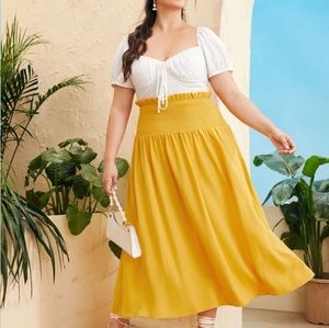 Curvy+ Boho Frill/Shirred Waist Skirt
